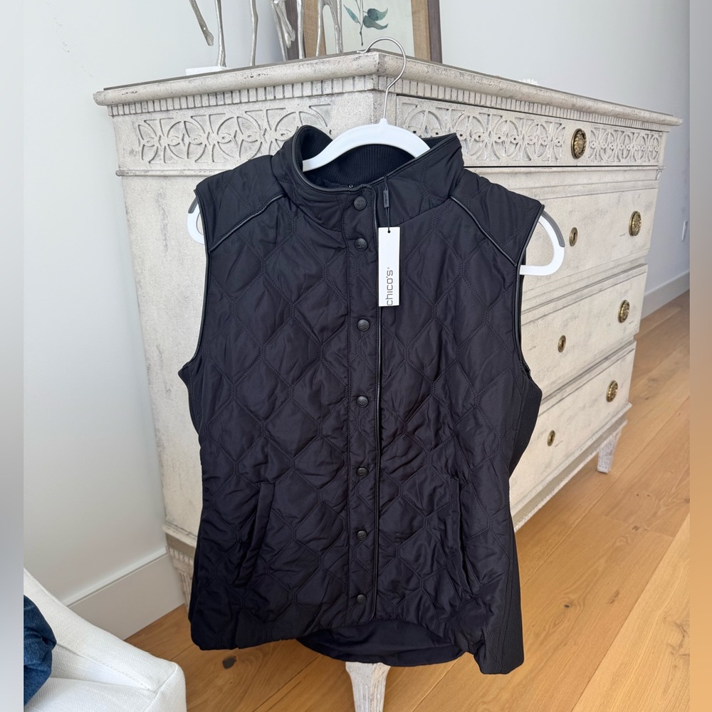 Chico’s Quilted Outerwear Vest in Black size 3 - new with tags!